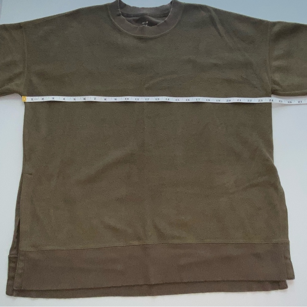 Aerie Oversized Cozy Fleece Olive Green with Side Slits Sweater - Picture 6 of 10